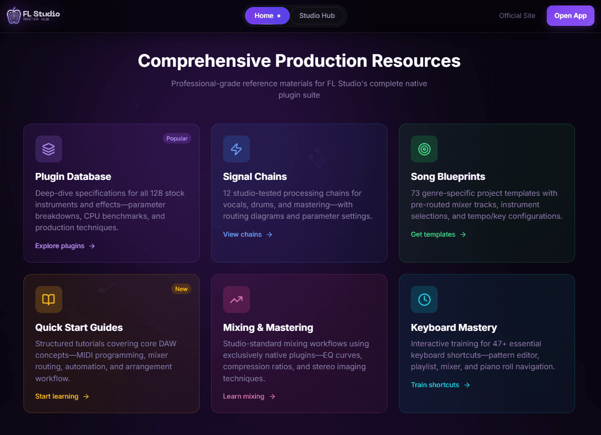 FL Studio Master Hub categories interface screenshot